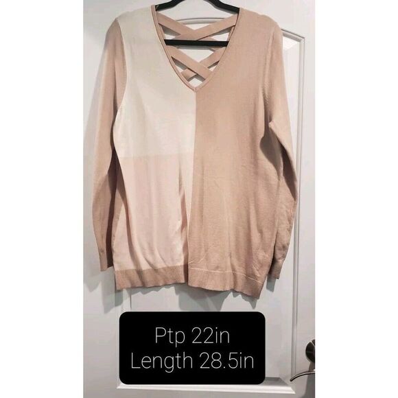 Love Ellie Stitch Fix‎ Colorblock Sweater Women's XXL, Cross Back Detail NWOT - Picture 1 of 5